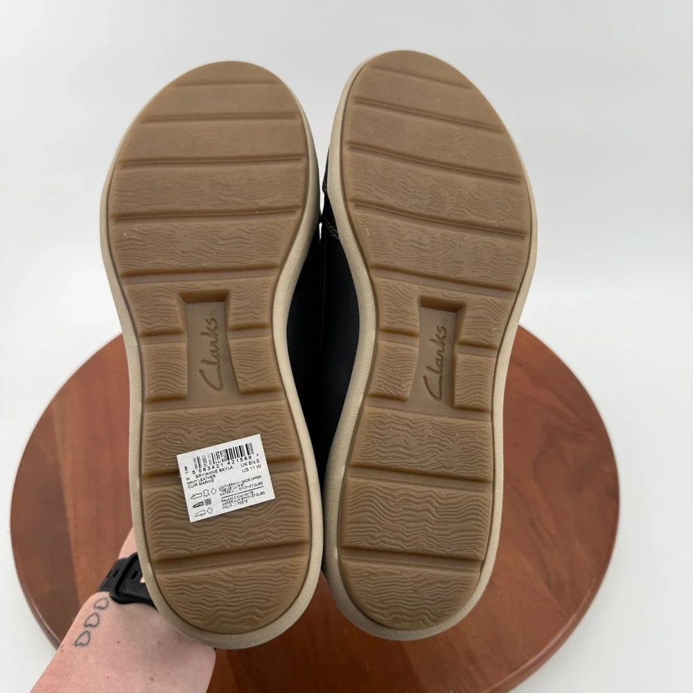 Clarks Collection Bryianne Bayla Navy Zip‎ Lace-Up Leather Sneakers Women's 11W
